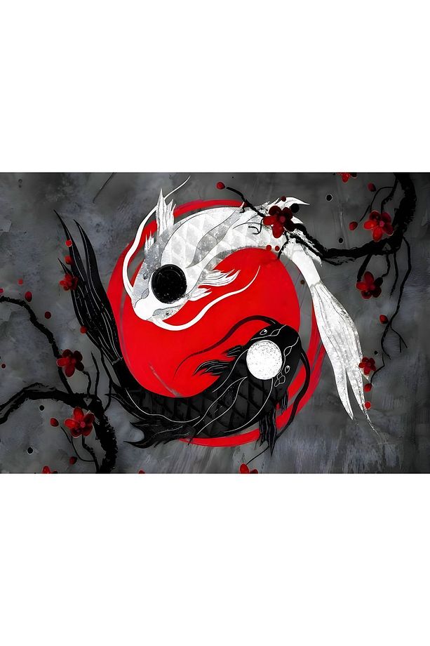 Ying Yang Felsefesi Duvar Örtüsü Duvar Halısı Wall Tapestry - 4