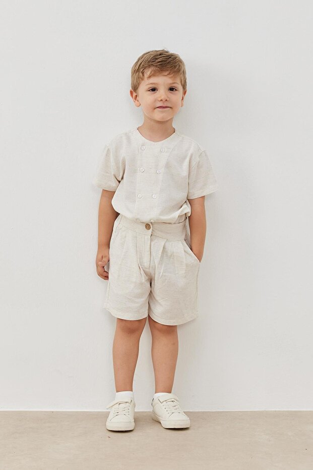 Naturel Palazzo Keten Şort - 1