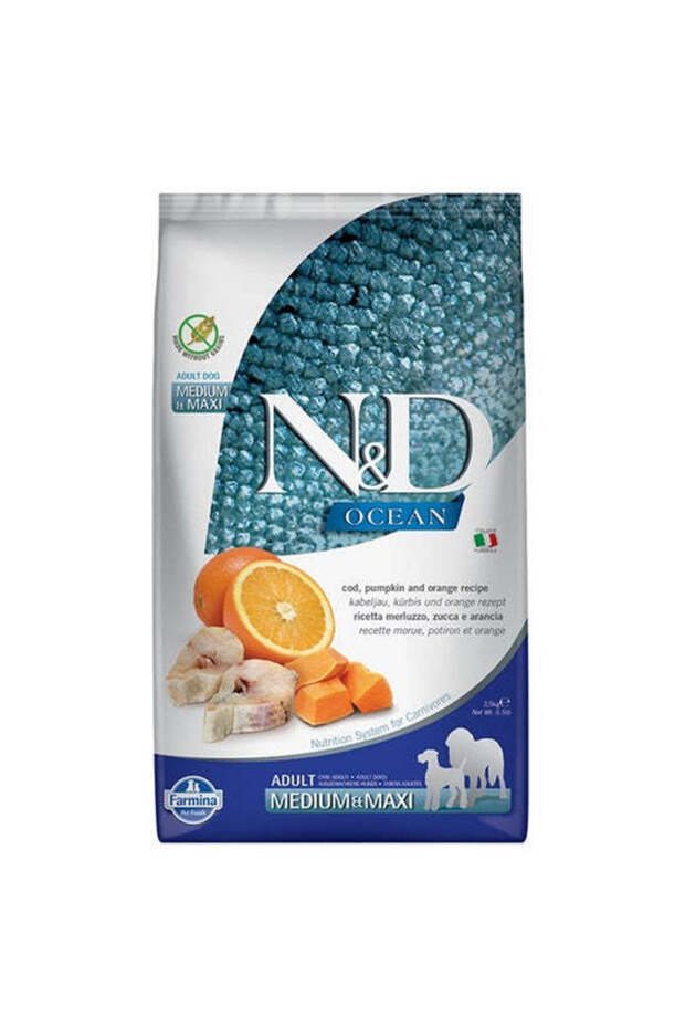 N&D Pumpkin with Cod&Orange Adult Medium&Maxi Dog Dry Food - 2.5Kg