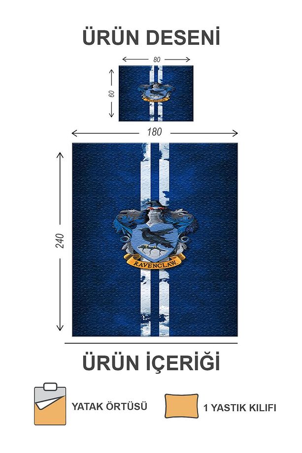 Kapitoneli Pamuk Dolgulu Kadife Kumaş HarryPotter Desenli Tek Kişilik Çocuk Genç Yatak Örtüsü Seti - 2