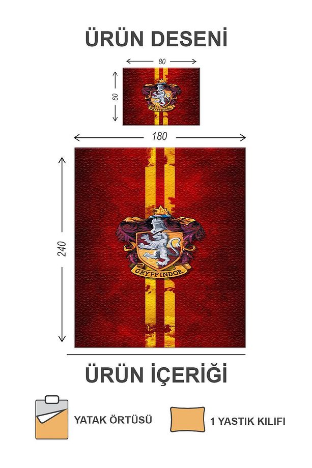 Kapitoneli Pamuk Dolgulu Kadife Kumaş HarryPotter Desenli Tek Kişilik Çocuk Genç Yatak Örtüsü Seti - 2