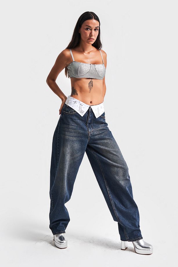Kadın T.Kot Rengi Skater Fit Kemer El İşlemeli Tasarım Denim - 6
