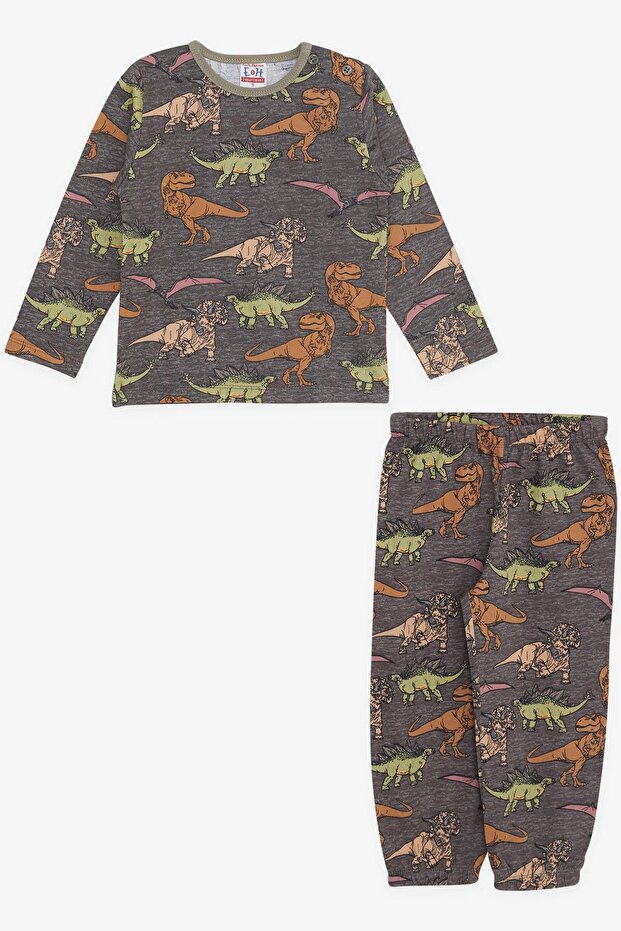 Girls & Boys Baby Boy Pajama Set Dinosaur Patterned 9 Months-3 Years, Anthracite