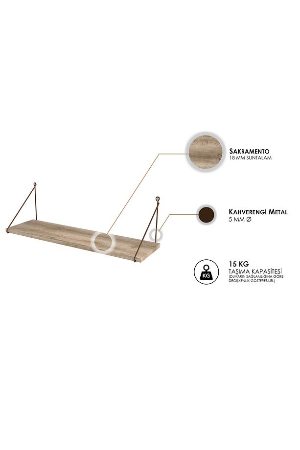 Armoni Raf Seti 1 Raflı 200X720 Sakramento - Adena 015 0010 020 020 82 - 3