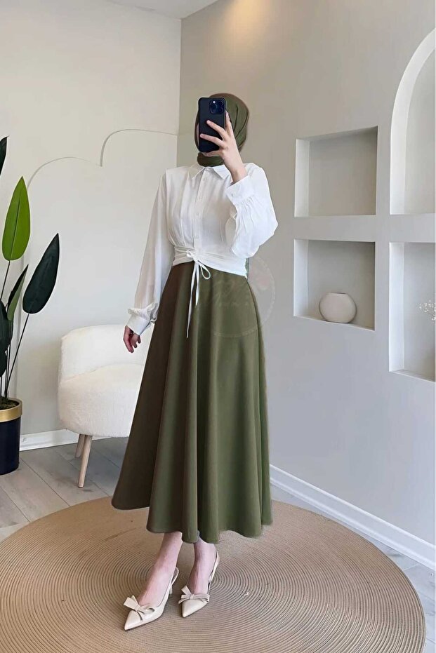 Fusta Puff Scuba Kaki - 1