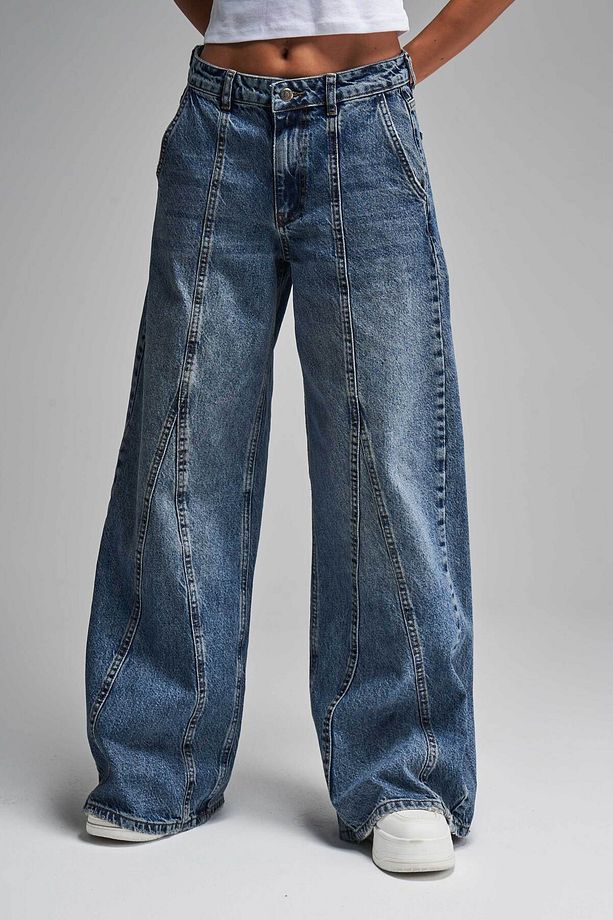 Kadın T.Kot Rengi Palazzo Fit Tasarım Denim - 1