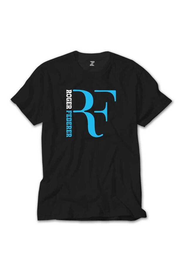 Μαύρο μπλουζάκι με μπλε λογότυπο Roger Federer - 1