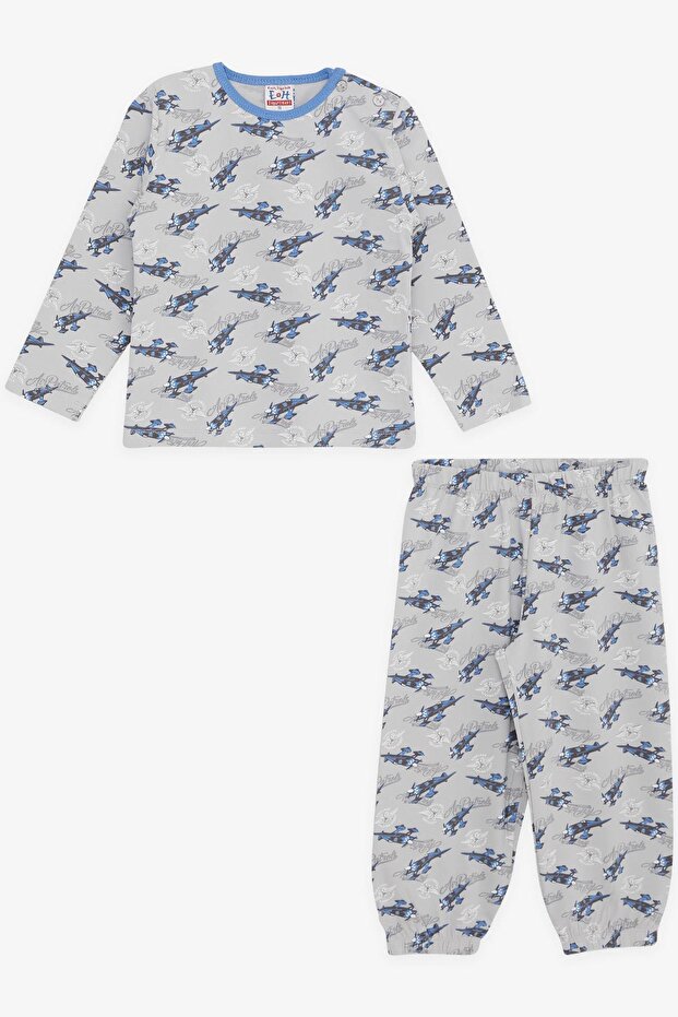 Girls & Boys Baby Boy Pajama Set, Airplane Patterned, 9 Months-3 Years, Gray