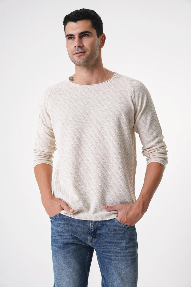 Men's Roll Collar Knit Detailed Thin Sports Knitwear Sweater 21w305