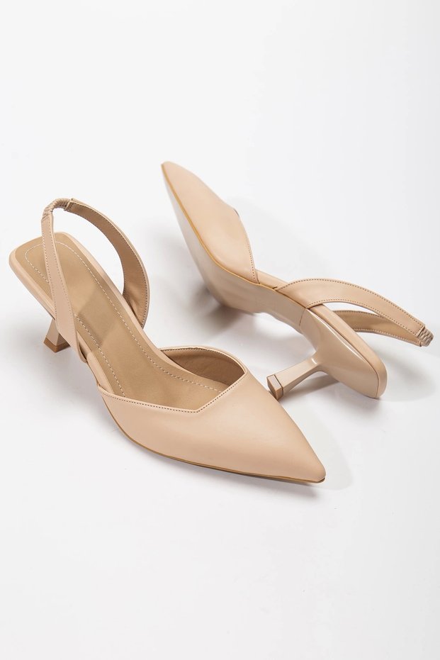 Women's 5 Cm Special Heeled Pointed Shoes Nishantaşı Tan