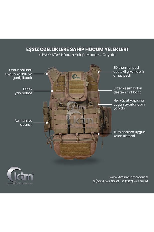 KUYAK-ATA® Hücum Yeleği,Model-4, Coyote - 3
