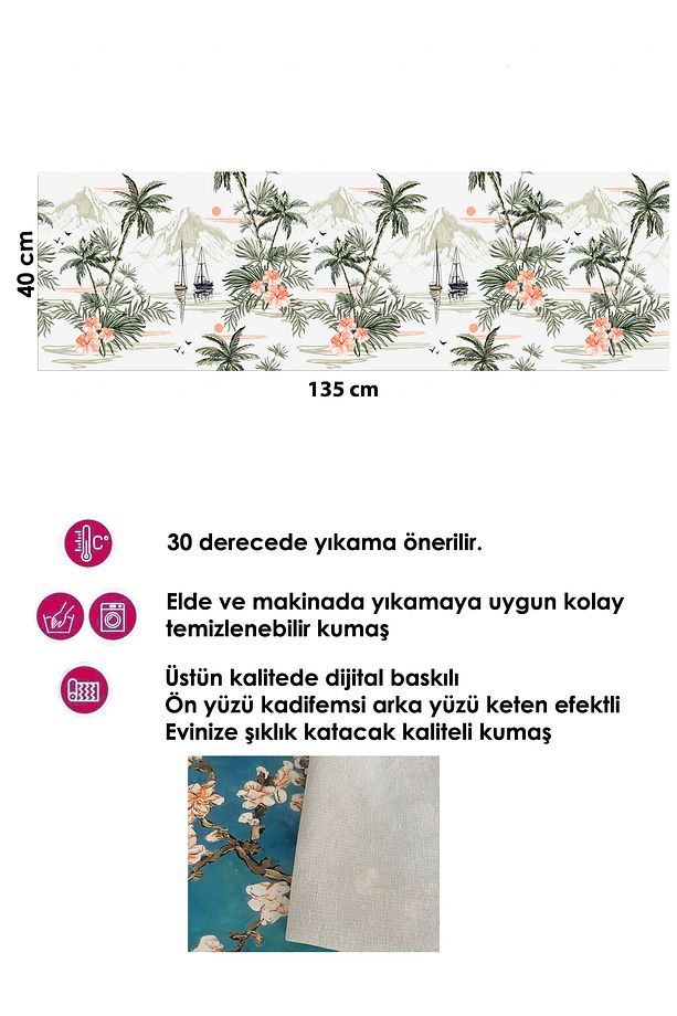 Kaliteli Kumaş, Canlı Renkler Runner Ve 4 Adet Kırlent Kılıfı Takımı - 4