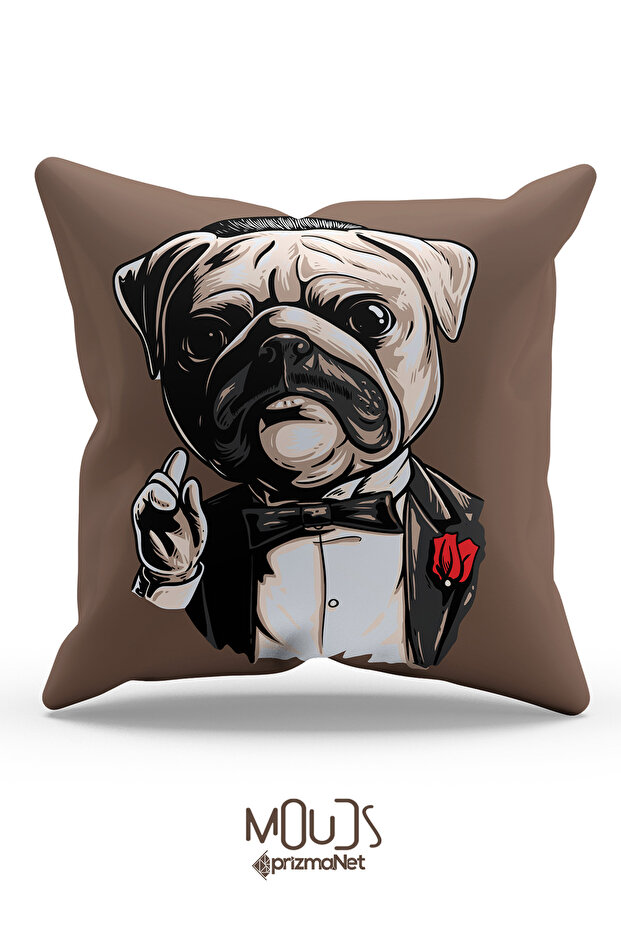 غطاء وسادة رمي فردي منقوش باللون البني على الوجهين - 2