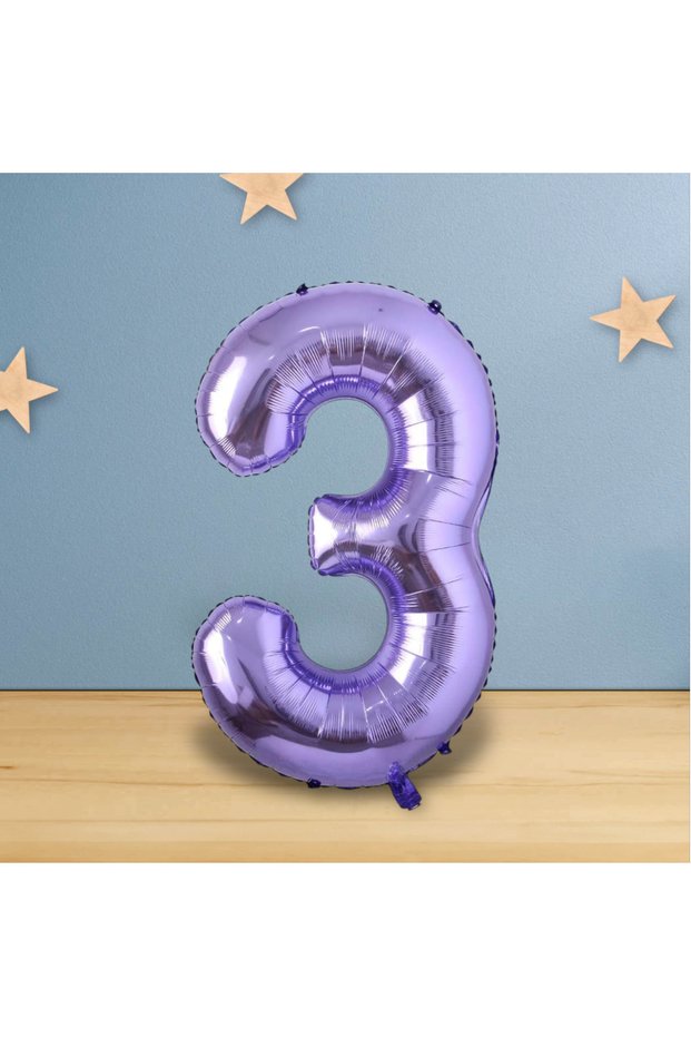 Rakam Balloon 3 Mor Color Foil 40 Inch (100 cm)