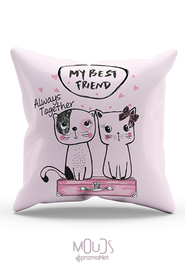 Double Sided Printed Lovely Cats Patterned Single Throw Pillow Case - 2