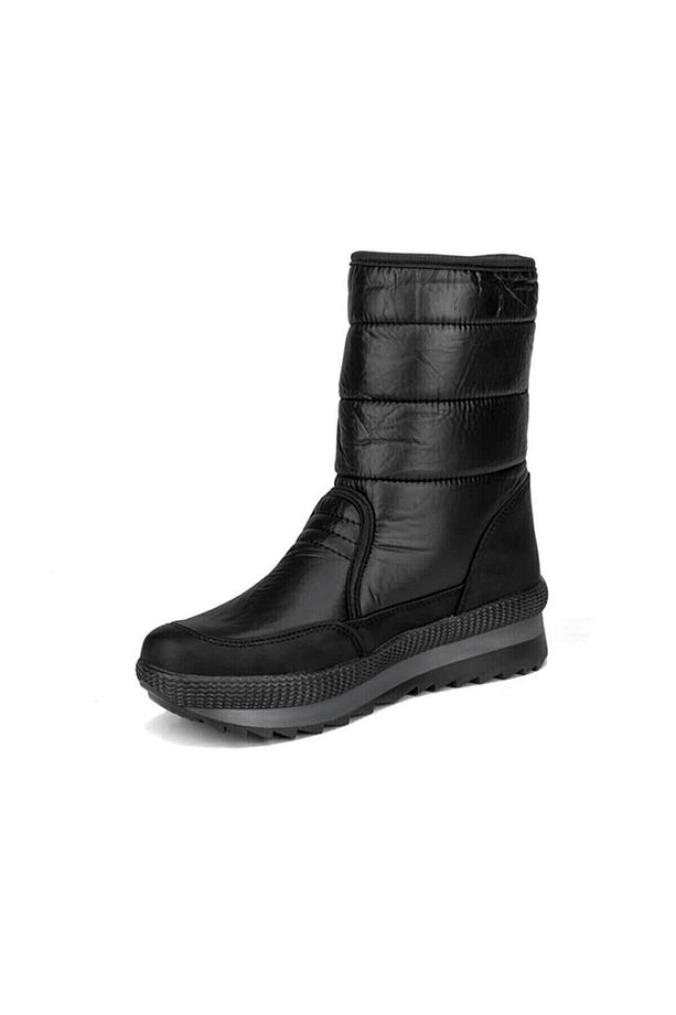 Unisex Günlük Topuklu Kürk Astarlı Kaymaz Kauçuk Taban Siyah Kar Botu Kayak Ayakkabısı 802 - 7