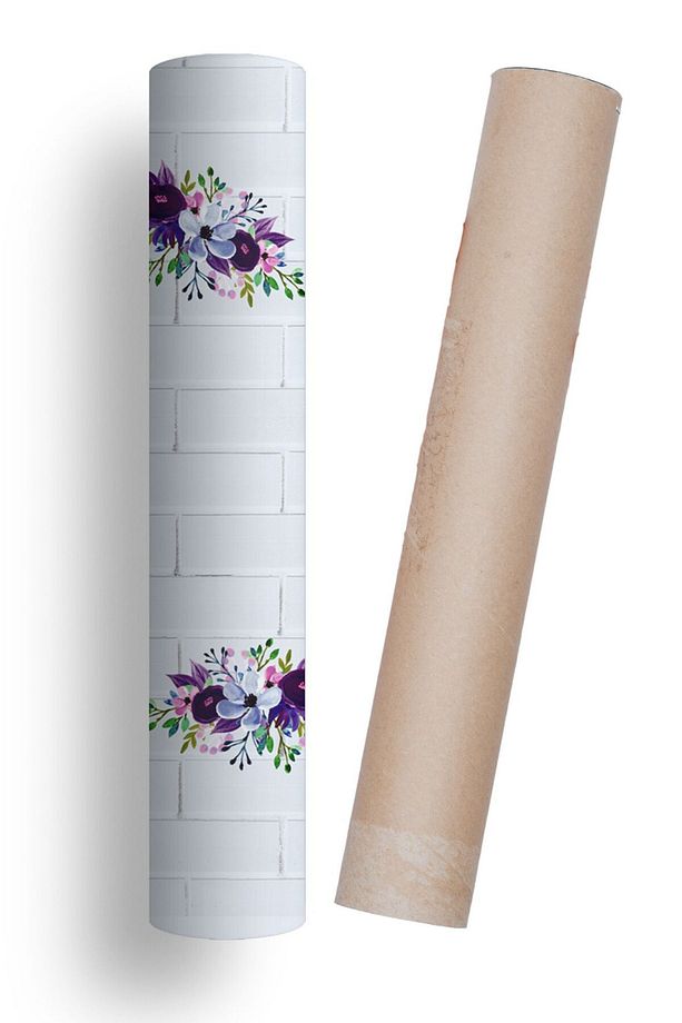 Mutfak Tezgah Arası Kendinden Yapışkanlı Folyo Çiçekli Tuğla Taş Desen 60cmx100cm - 4