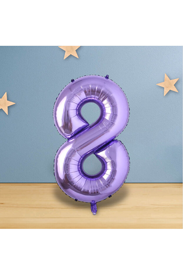 Rakam Balloon 8 Purple Color Foil 40 Inch (100 cm)
