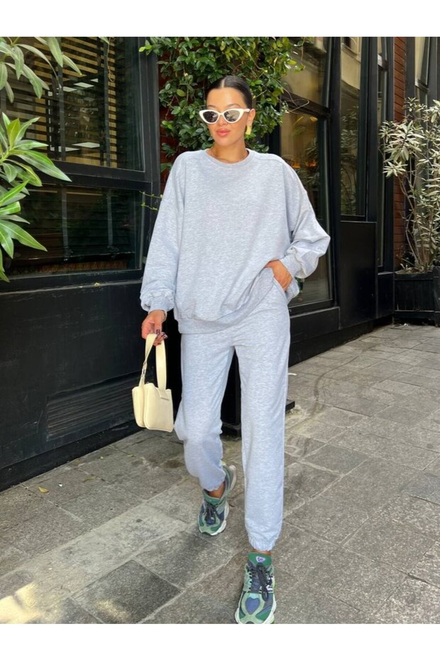 Gray Riven Long Sleeve Elastic Leg Suit-98243