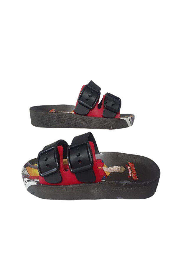 Boy's Black-Red Hero Figure Non-Slip Sole Slippers Gezzer120-33
