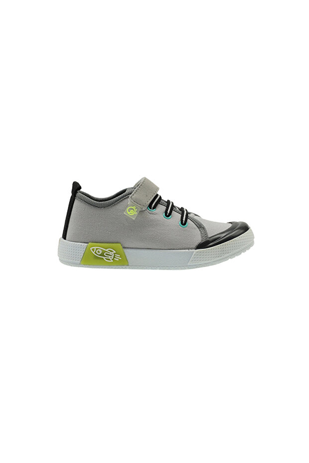 Boy's Color Blocked Velcro Lace-Up Gray Sneakers