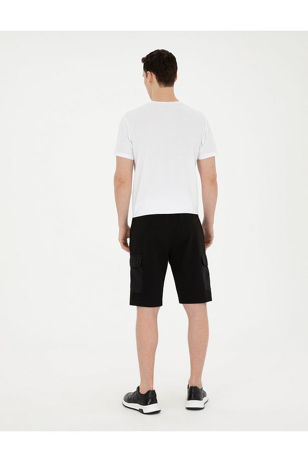 Siyah Regular Fit Örme Şort 50288263-VR046 - 4