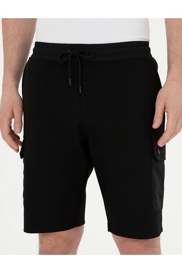 Siyah Regular Fit Örme Şort 50288263-VR046 - 6
