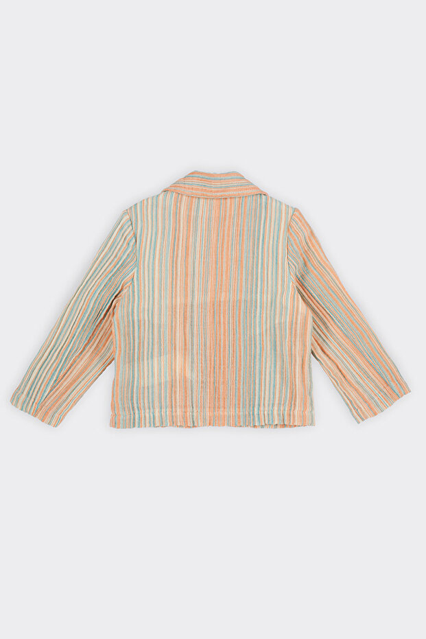 Baby Boy Stripe Patterned Orange Jacket - 2