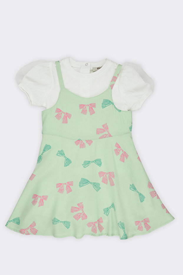 Baby Girl Patterned Two Piece Mint Dress