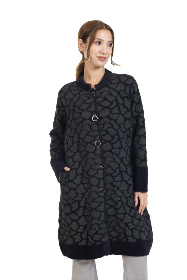 New Season 2023/2024 Middle Age Women's Buttoned Lurex Angel Pattern Knitwear Knitted Long Mother Cardigan 7876