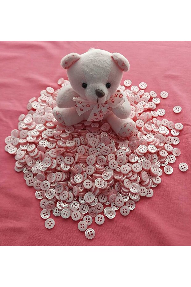 Baby Pink 1 cm Diameter Polyester Button 50 Pieces.