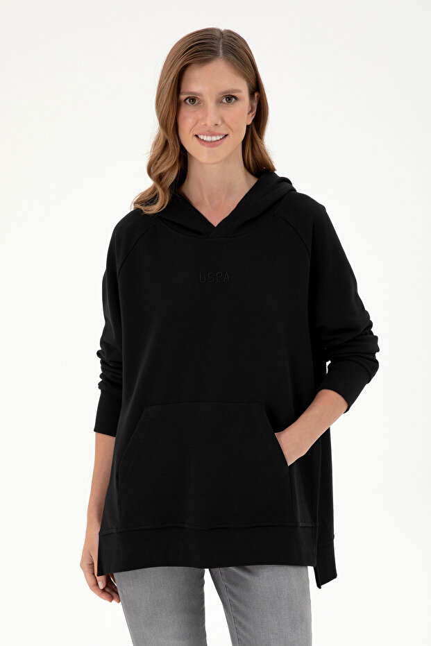 Women's Black Hooded Sweatshirt 50296944-Vr046