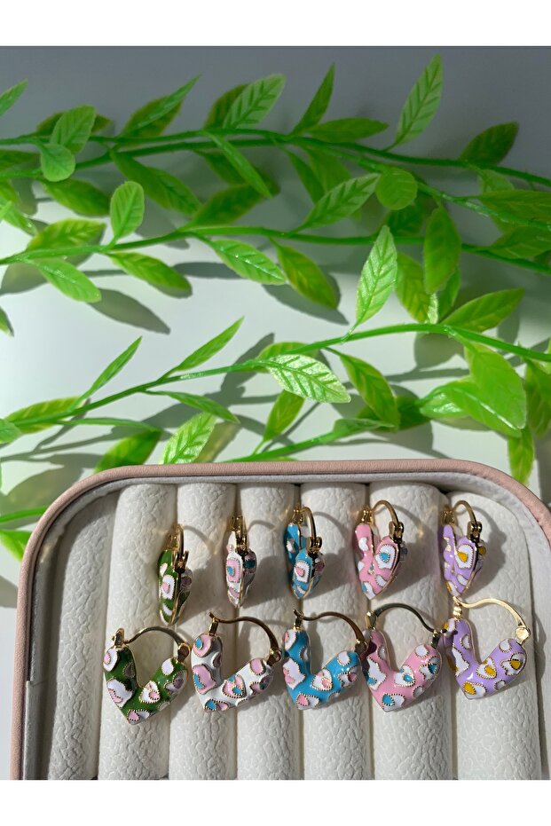 أقراط مطلية على شكل قلب - 4