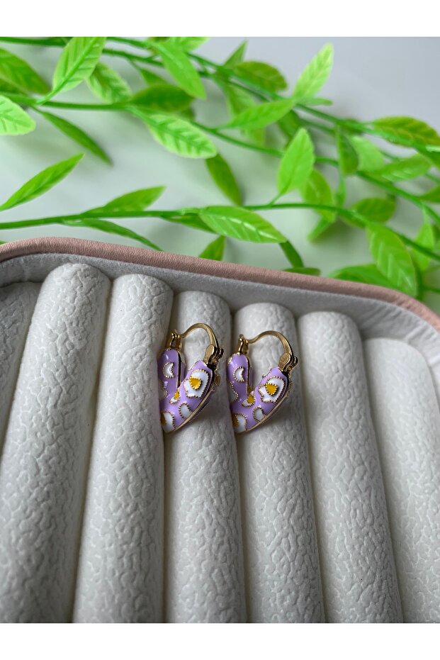 أقراط مطلية على شكل قلب - 1