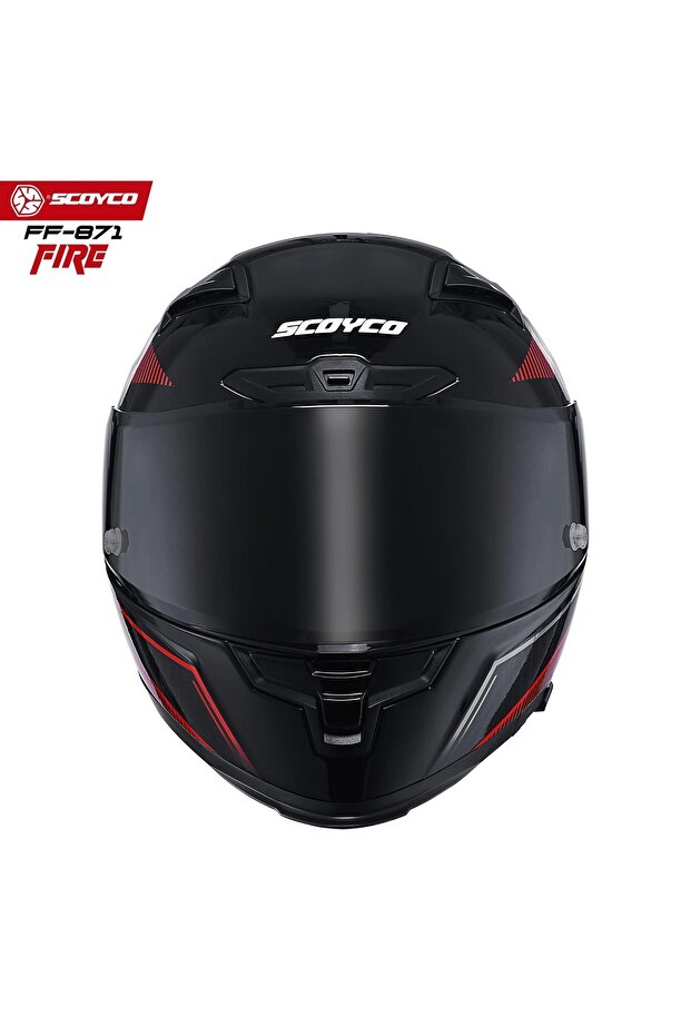 FF-871 FIRE SİYAH-KIRMIZI-CARBON GÜNEŞ VİZÖRLÜ KAPALI KASK (SİYAH CAMLI) - 4