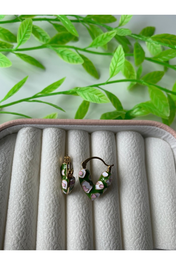 أقراط مطلية على شكل قلب - 1