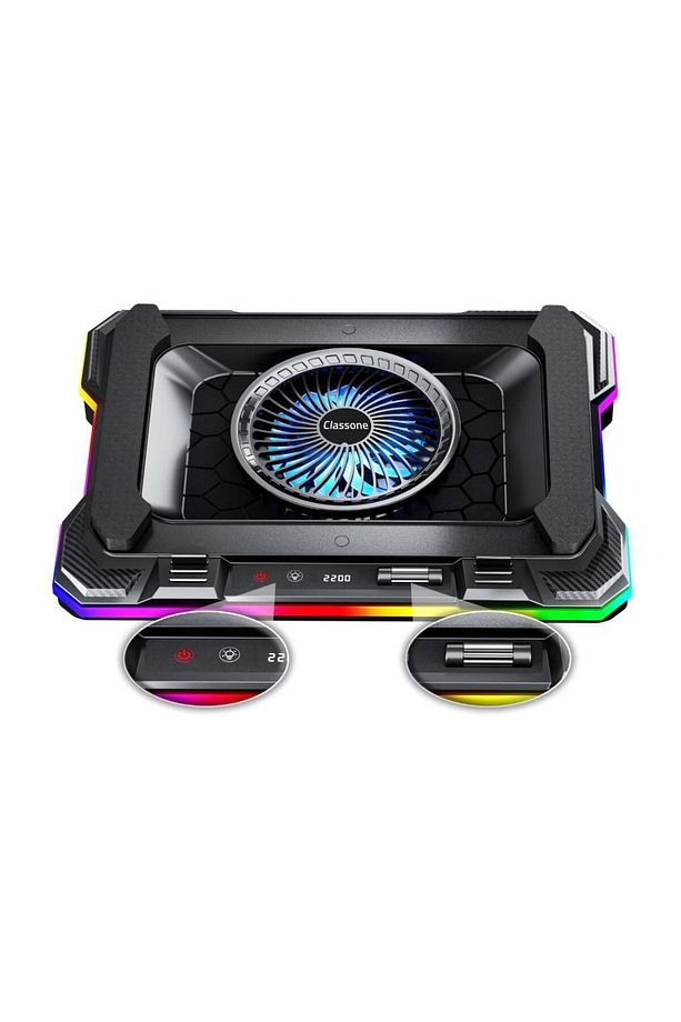 Gt100 Gaming Laptop Sogutucu 2200rpm , Rgb Işıklı , Led Display Notebook Soğutucu Stand - 5