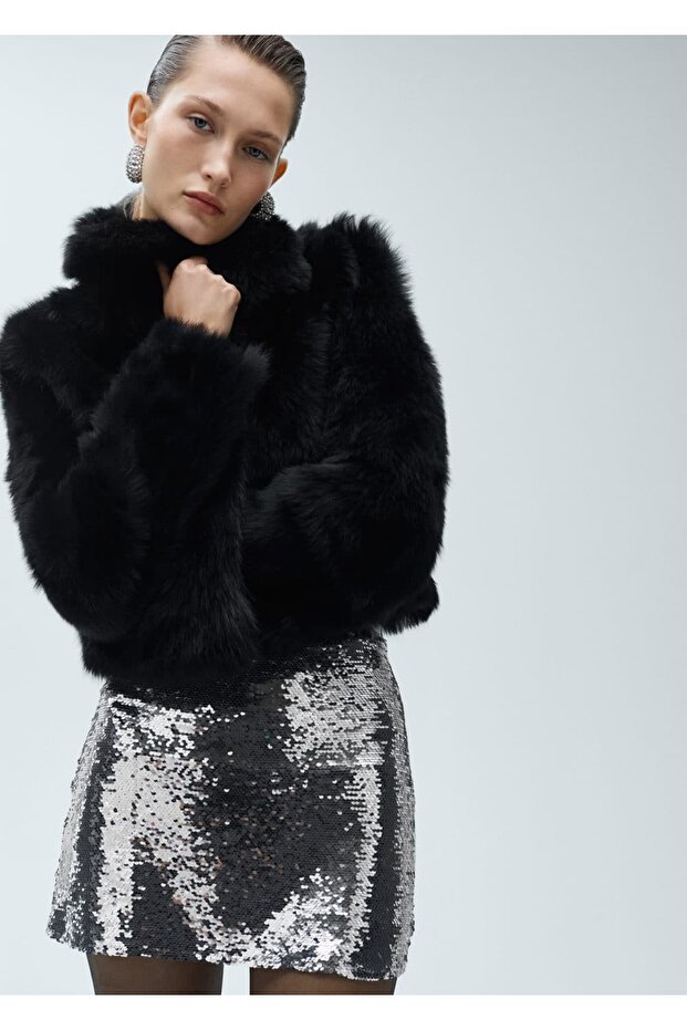 Payetli mini etek - 5