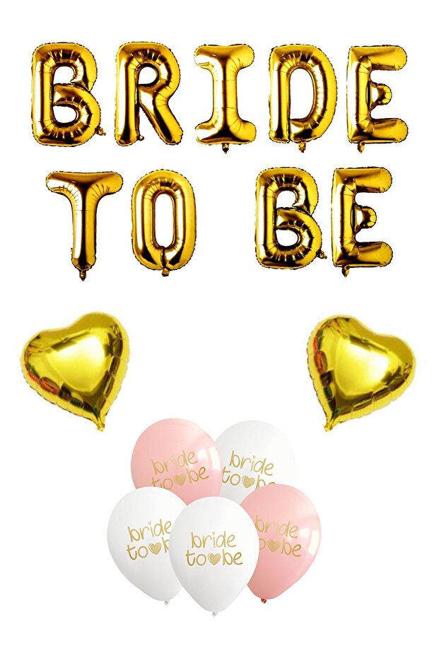 Gold Bride to Be Balloon Set Bride Party Balloon Decoration Set with Heart Balloons
