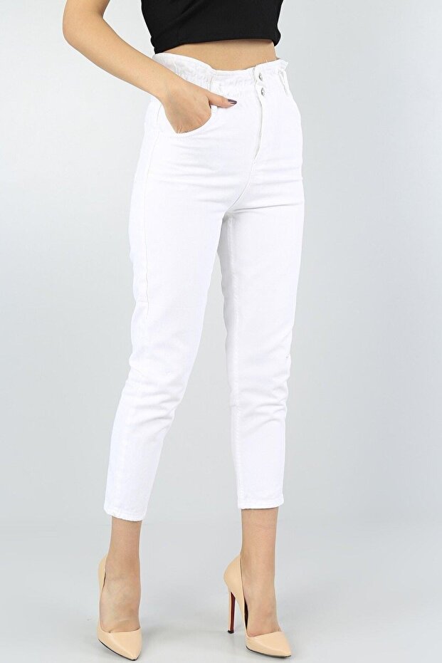 High Waist Belt Drawstring Mom Jeans