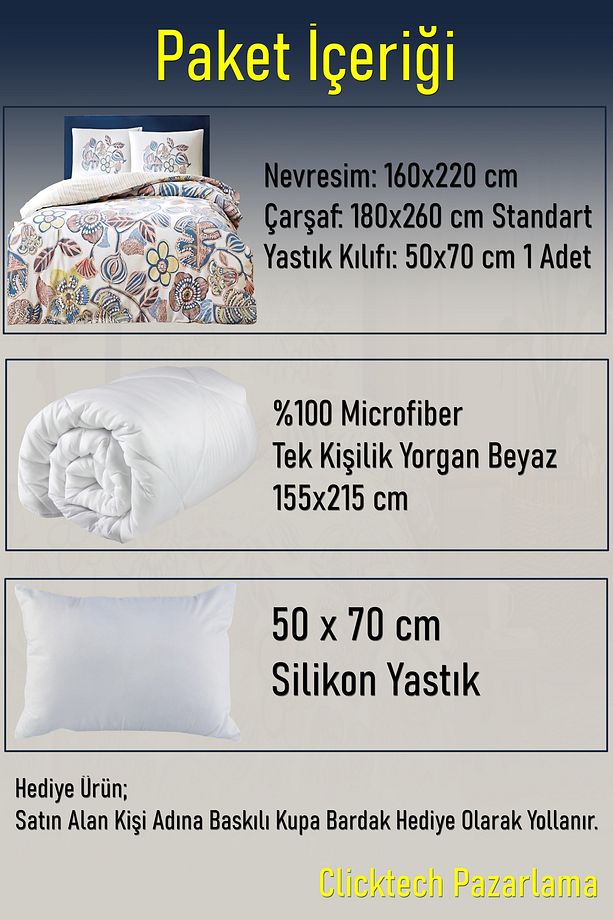 Cecilia Soyut Tema Tek Kişilik Nevresim Takımı Yorgan Yastık Kupa Bardak Hediyeli - 2