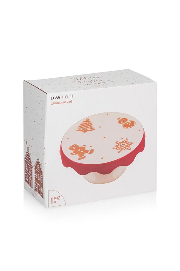 Ekru Yılbaşı Temalı Seramik Ayaklı Sunumluk 19 Cm - 4