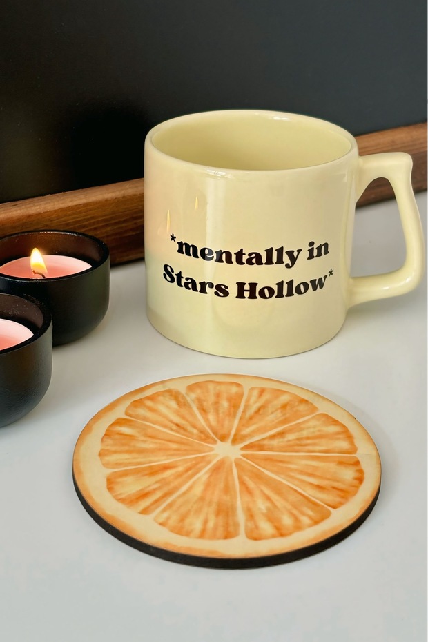 حامل أكواب منقوش باللون البرتقالي - 4