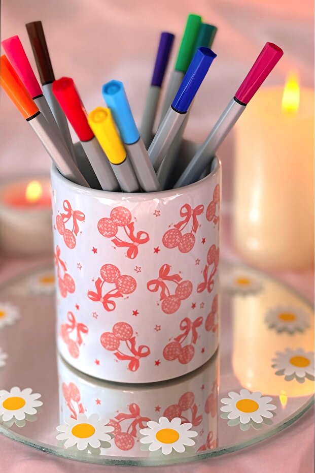 حامل أقلام منقوش على شكل كرة ديسكو كرز - 3