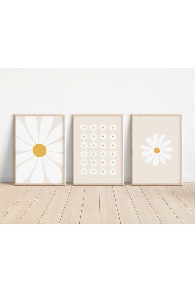 Wooden Framed 3-Piece Abstract Painting Set for Home, Living Room, Bedroom, Balcony Decor qmrc