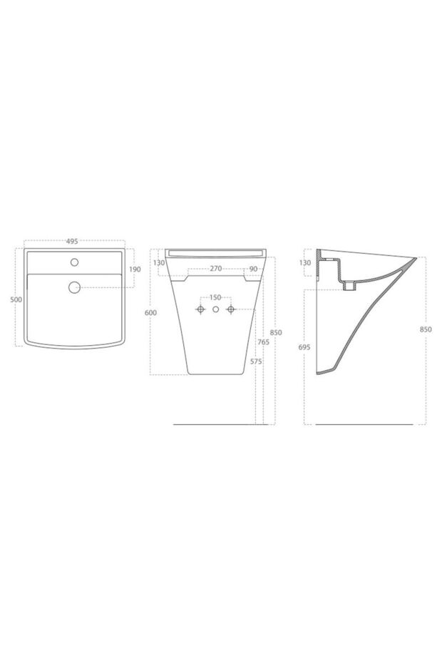 Loop 50 Cm Asma Monoblok Lavabo Siyah - 5