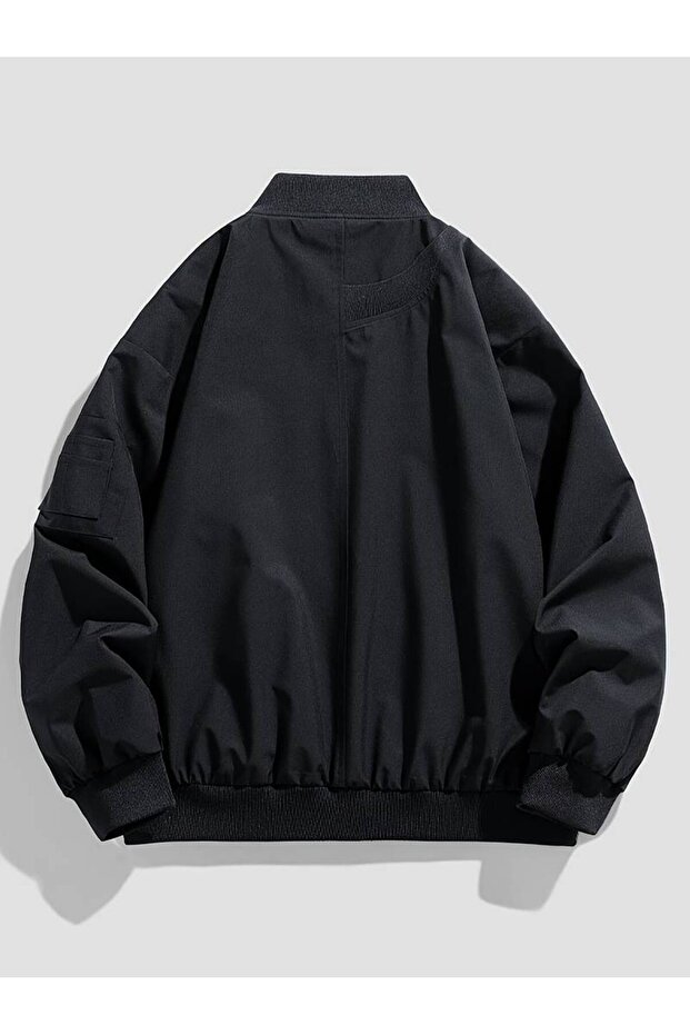 Siyah kapitoneli elyaflı Bomber Ceket - 2