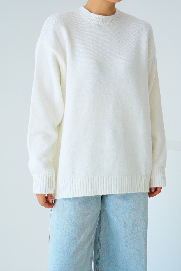 Kadın Bisiklet Yaka Basic Kazak - 3