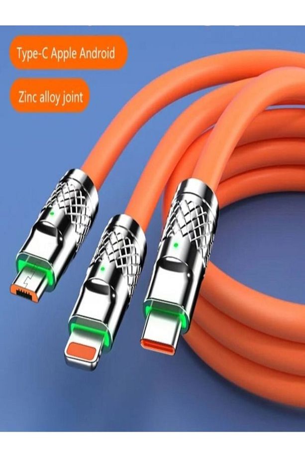3in1 Süper Hızlı 120w 6a Şarj Kablosu ( Type-c-micro Usb Lightning Uyumlu ) - 3