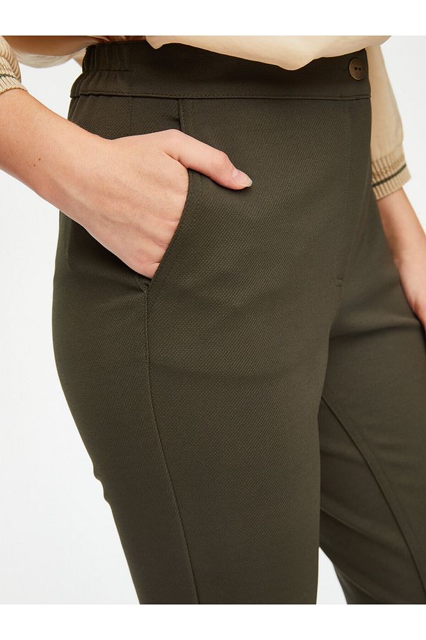 Önü Dikişli Slım Fit Diagonal Doku Örme Pantolon 69485 - 6